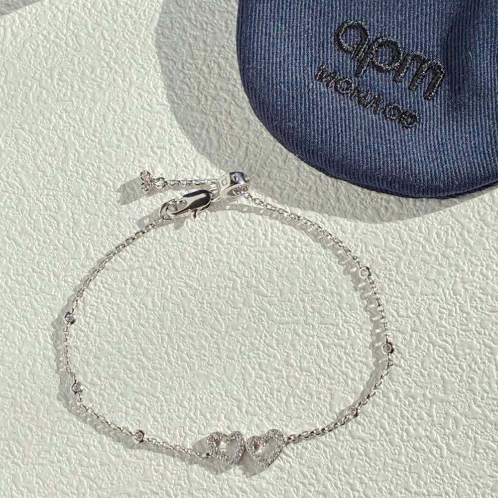 Apm Silver Heart Charm Bracelet